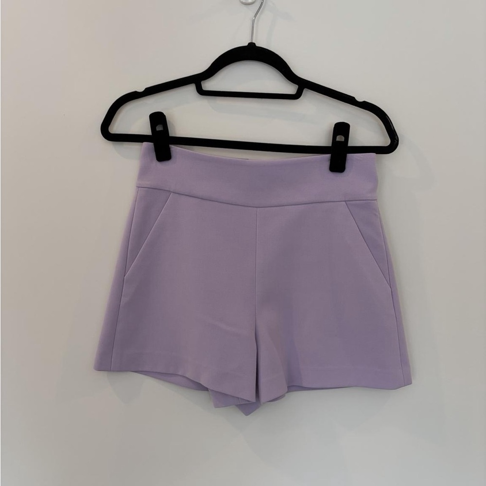 Alice + Olivia Lavender High-Waist Tailored Shorts